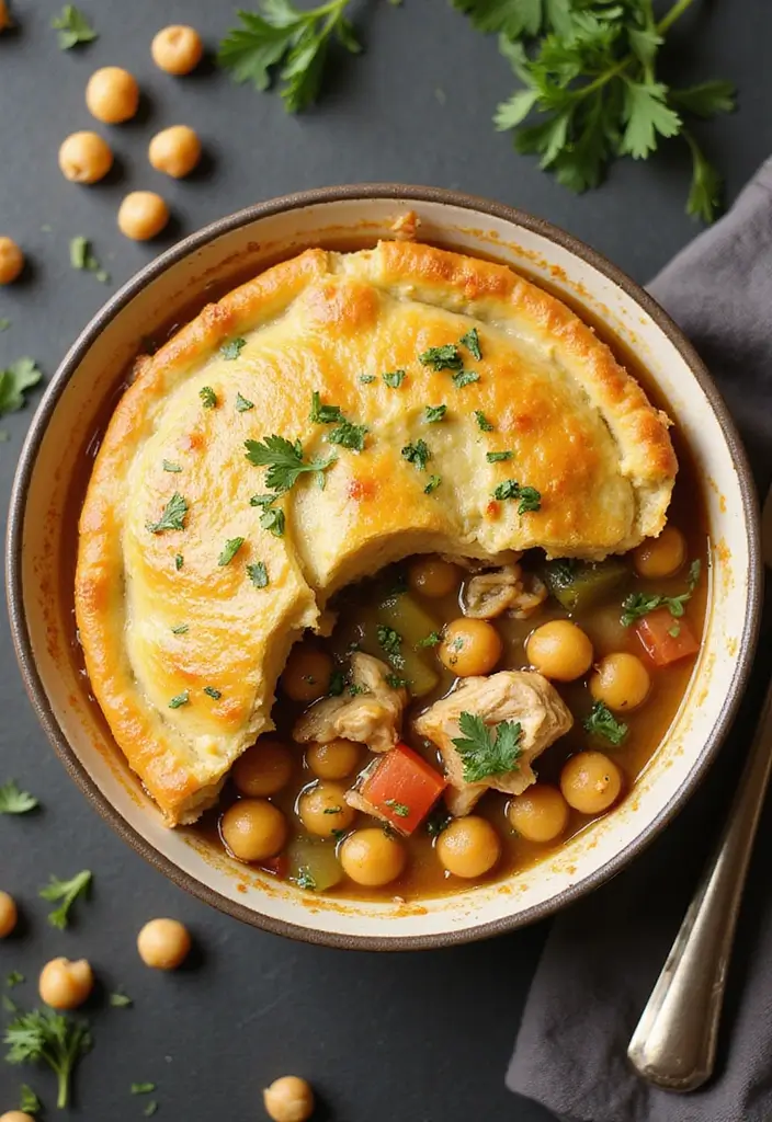 25 Chicken Pot Pie Healthy Recipes That Feel Light & Cozy - 22. Chicken Pot Pie with Chickpeas