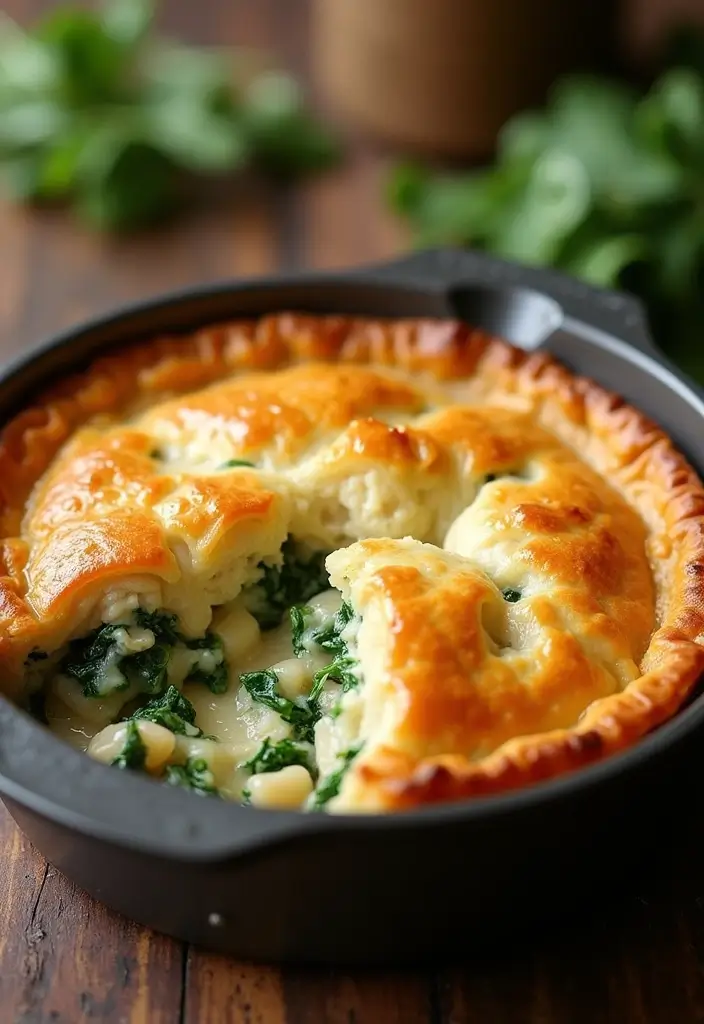 25 Chicken Pot Pie Healthy Recipes That Feel Light & Cozy - 3. One-Pan Spinach and Chicken Pot Pie