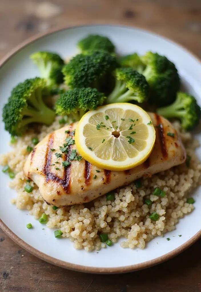 27 Chicken Rice and Veggies Recipes That Are Balanced & Healthy 2 27 Chicken Rice and Veggies Recipes That Are Balanced & Healthy - 1. Lemon Herb Chicken with Quinoa and Steamed Broccoli