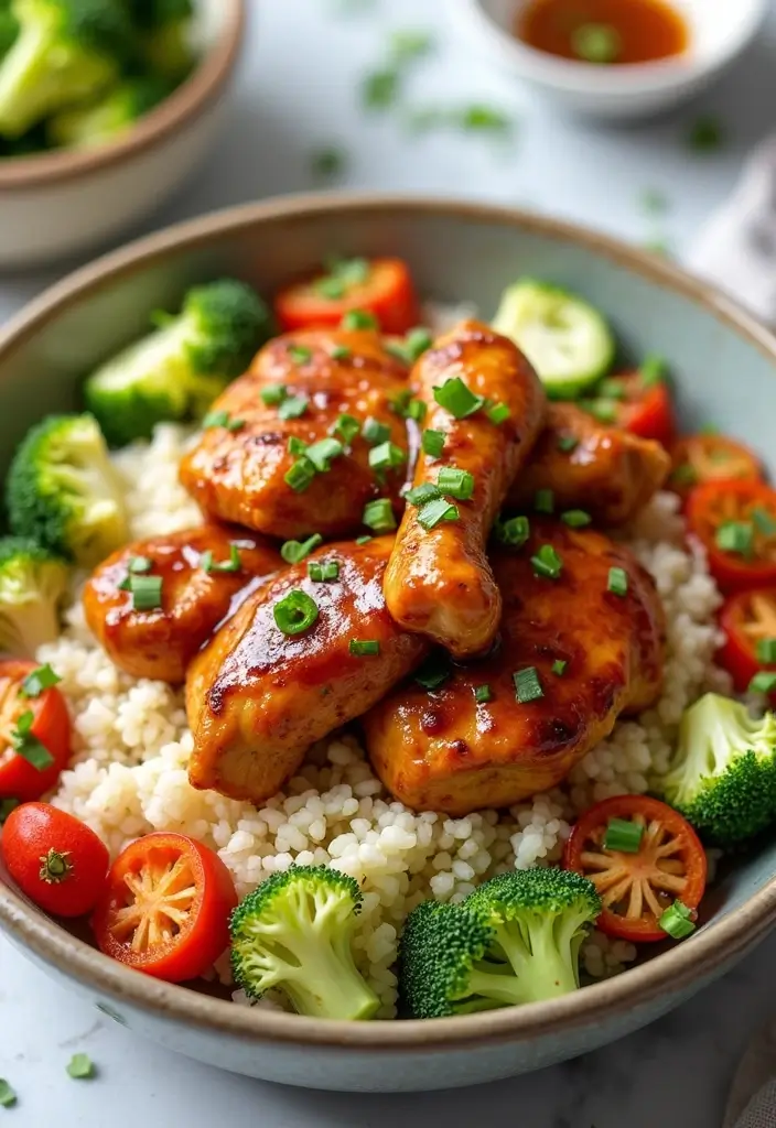 27 Chicken Rice and Veggies Recipes That Are Balanced & Healthy 4 27 Chicken Rice and Veggies Recipes That Are Balanced & Healthy - 3. Teriyaki Chicken with Cauliflower Rice