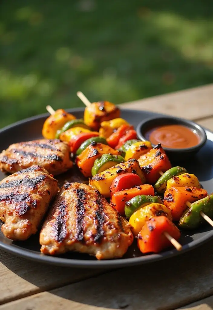 27 Chicken Rice and Veggies Recipes That Are Balanced & Healthy 9 27 Chicken Rice and Veggies Recipes That Are Balanced & Healthy - 8. BBQ Chicken and Vegetable Skewers