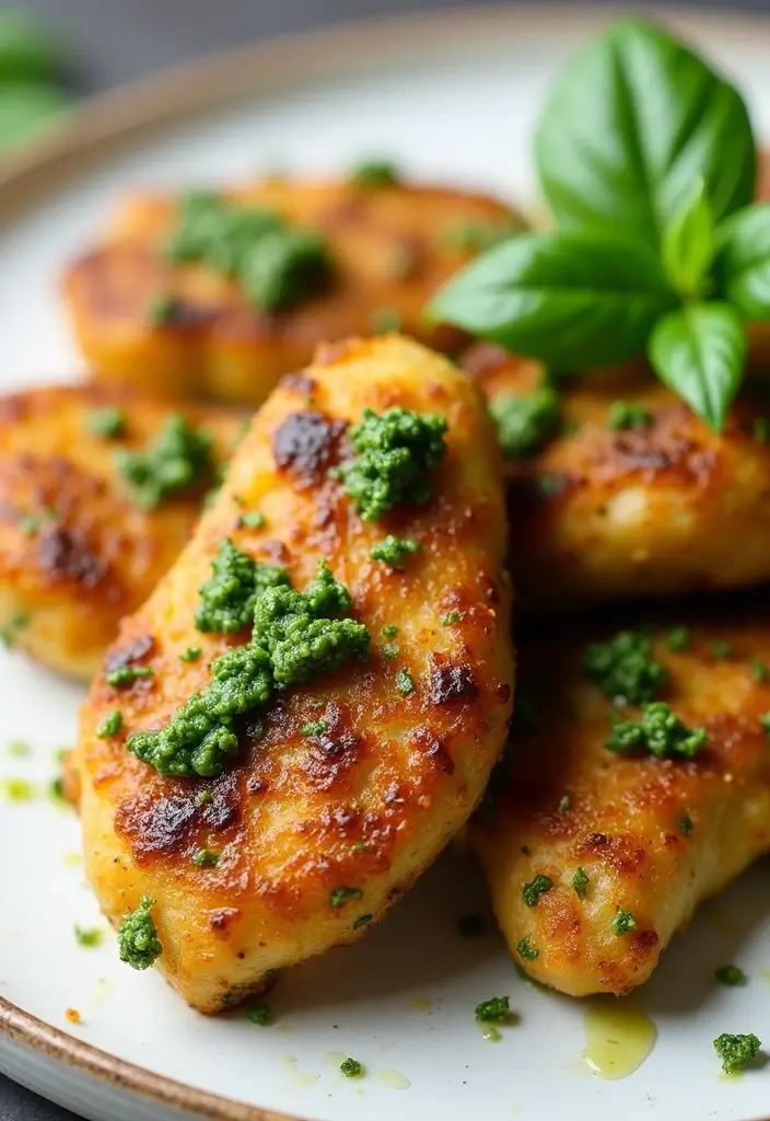 27 Chicken Tender Recipes Baked That Are Crispy Without Oil - 22. Pesto Chicken Tenders