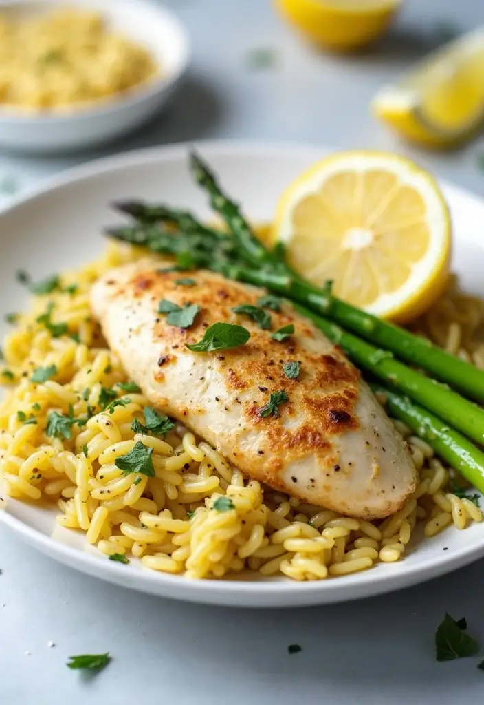 27 Creamy Lemon Chicken Orzo Recipes That Taste Bright & Elegant 35 27 Creamy Lemon Chicken Orzo Recipes That Taste Bright & Elegant - 6. Lemon Chicken Orzo with Asparagus