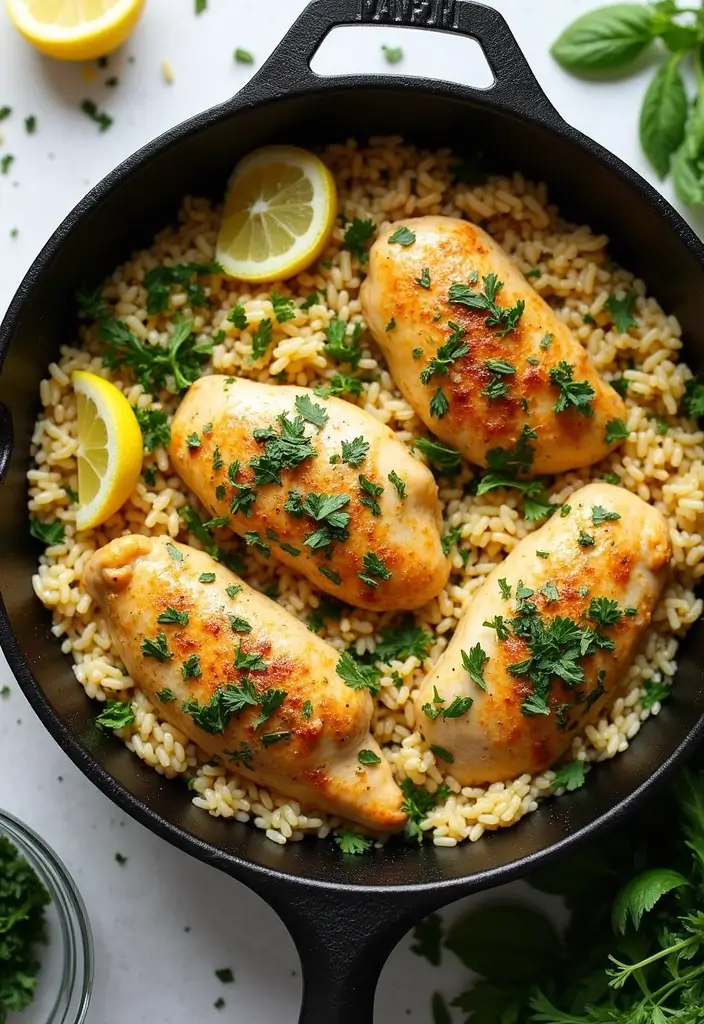 27 Creamy Lemon Chicken Orzo Recipes That Taste Bright & Elegant 56 27 Creamy Lemon Chicken Orzo Recipes That Taste Bright & Elegant - 9. Lemon and Herb Chicken Orzo Skillet