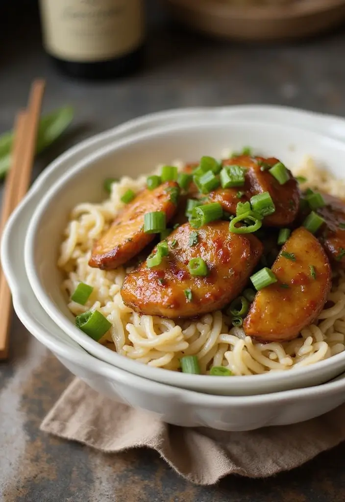 27 French Onion Chicken Thighs Recipes That Are Melty & Delicious - 22. French Onion Chicken Thighs with Rice Noodles