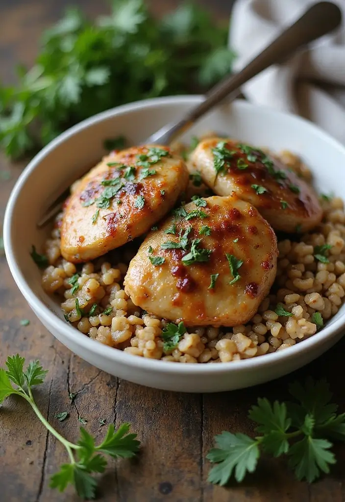 27 French Onion Chicken Thighs Recipes That Are Melty & Delicious - 23. French Onion Chicken Thighs with Barley