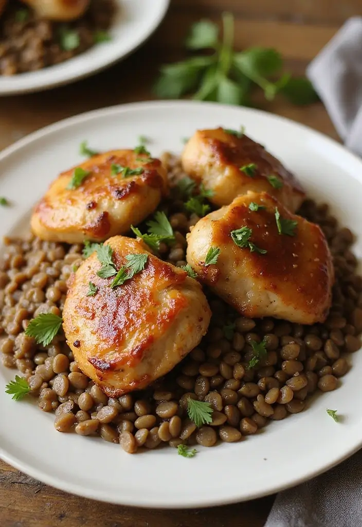 27 French Onion Chicken Thighs Recipes That Are Melty & Delicious - 25. French Onion Chicken Thighs with Lentils