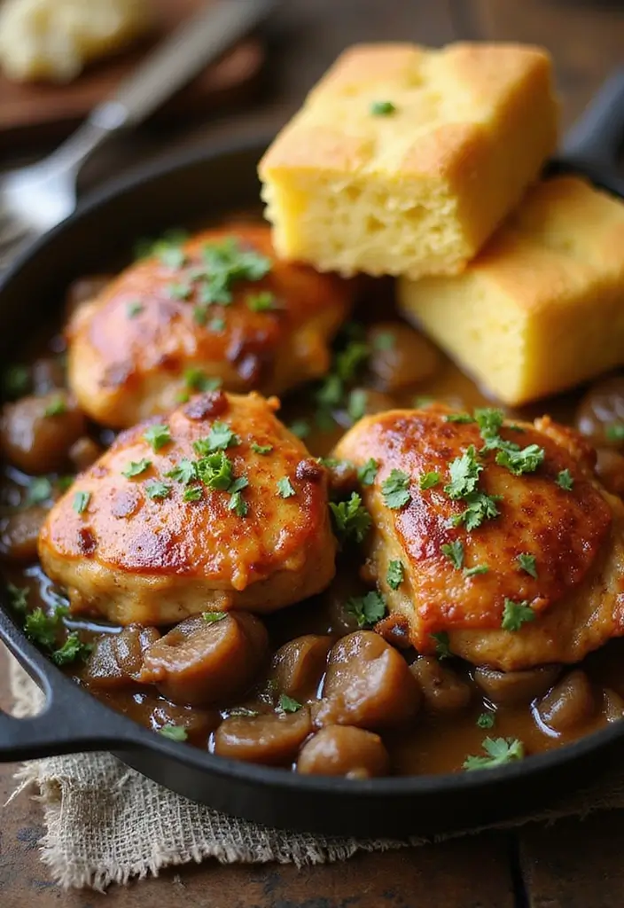 27 French Onion Chicken Thighs Recipes That Are Melty & Delicious - 26. French Onion Chicken Thighs with Cornbread