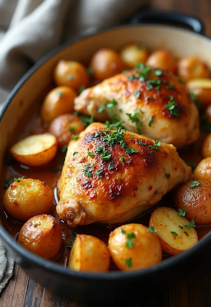 27 French Onion Chicken Thighs Recipes That Are Melty & Delicious - 6. French Onion Chicken Thighs with Potatoes