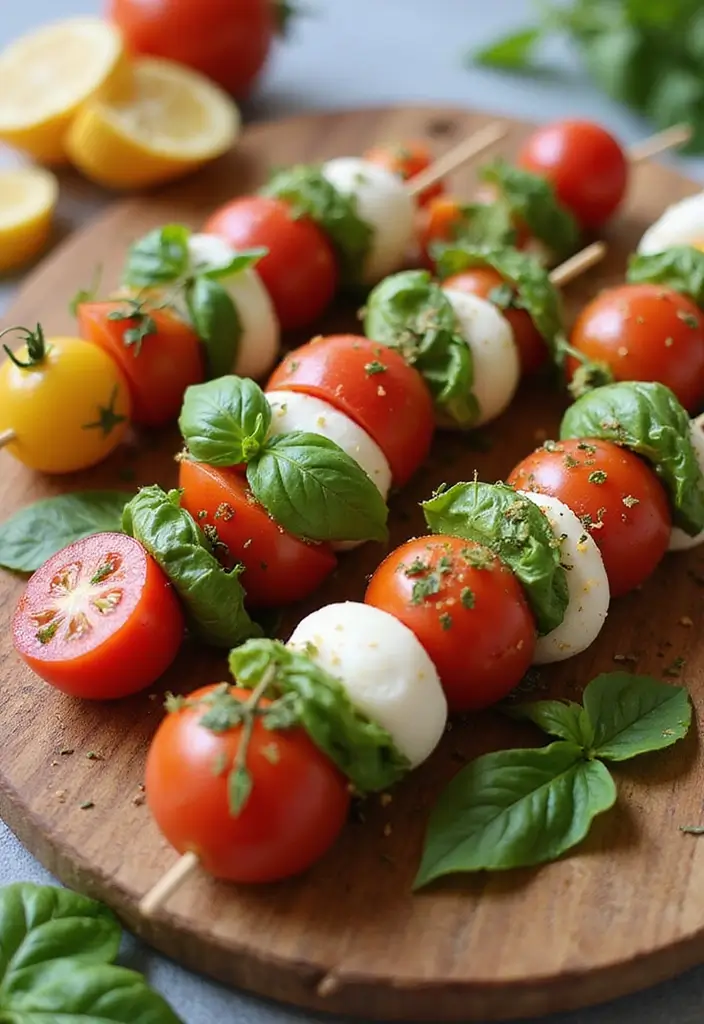 27 Honey Garlic Chicken Side Dishes That Complete the Meal - 19. Caprese Salad Skewers