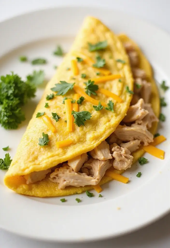 27 Leftover Shredded Chicken Recipes That Make Meal Prep Easy - 16. Shredded Chicken Omelette
