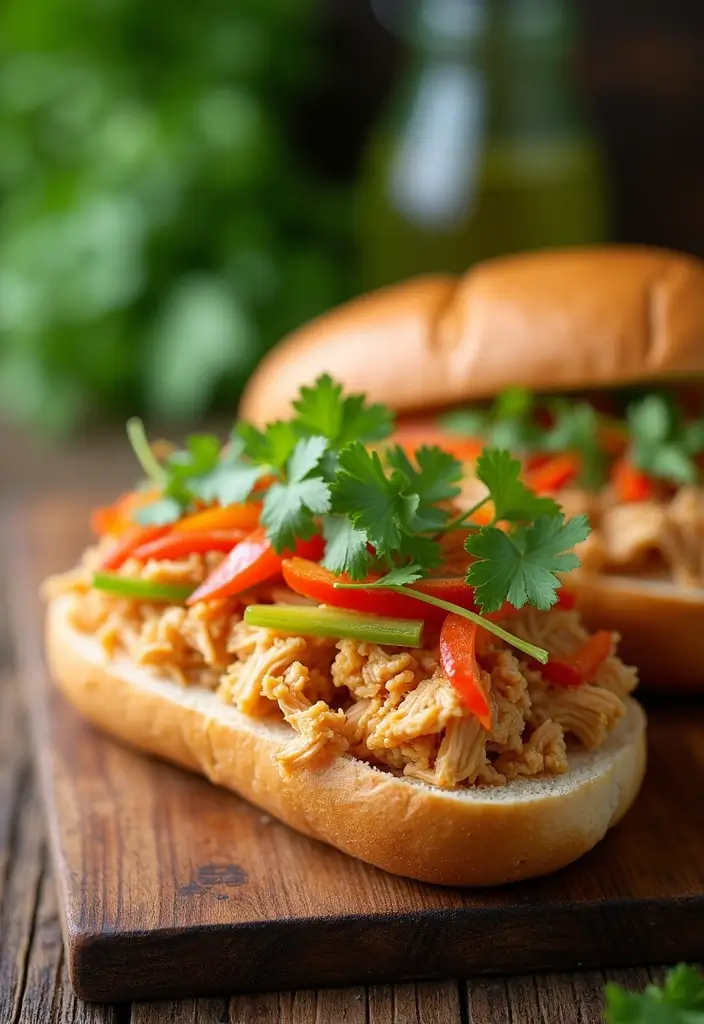 27 Leftover Shredded Chicken Recipes That Make Meal Prep Easy - 19. Shredded Chicken Banh Mi