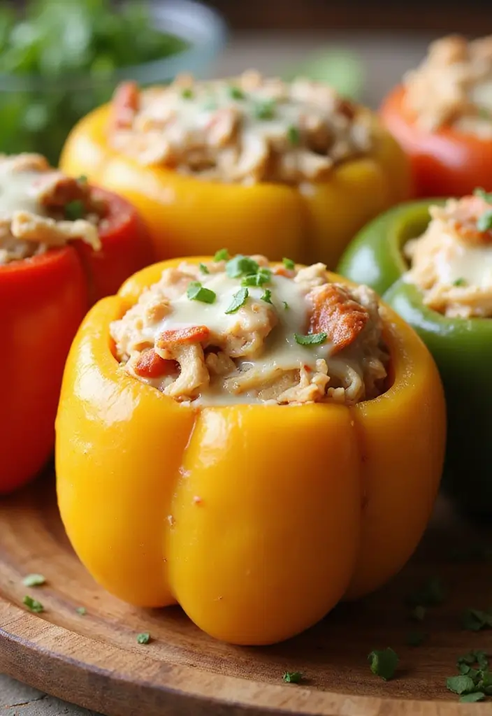 27 Leftover Shredded Chicken Recipes That Make Meal Prep Easy - 21. Chicken and Vegetable Stuffed Peppers