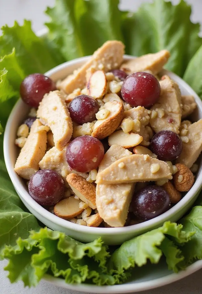27 Leftover Shredded Chicken Recipes That Make Meal Prep Easy - 4. Chicken Salad with Grapes and Almonds