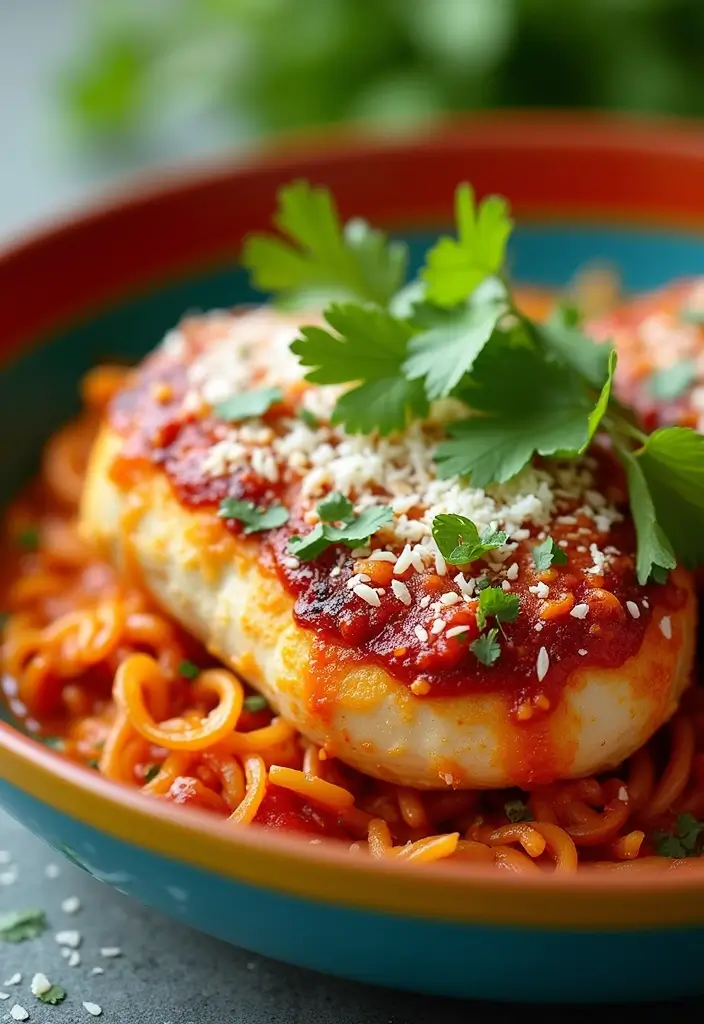 27 Oven Baked Chicken Parmesan Recipes That Are Golden & Gooey 15 27 Oven Baked Chicken Parmesan Recipes That Are Golden & Gooey - 14. Thai Chicken Parmesan