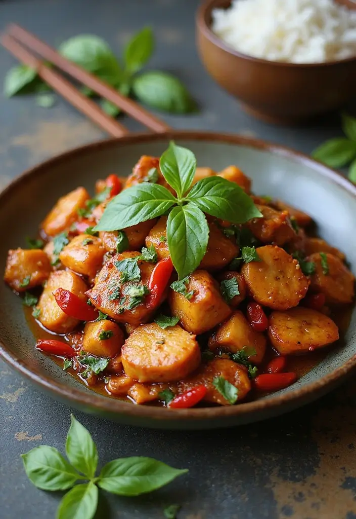 27 Pan Fried Chicken Breast Recipes That Are Crispy Outside Tender Inside - 3. Spicy Thai Basil Chicken