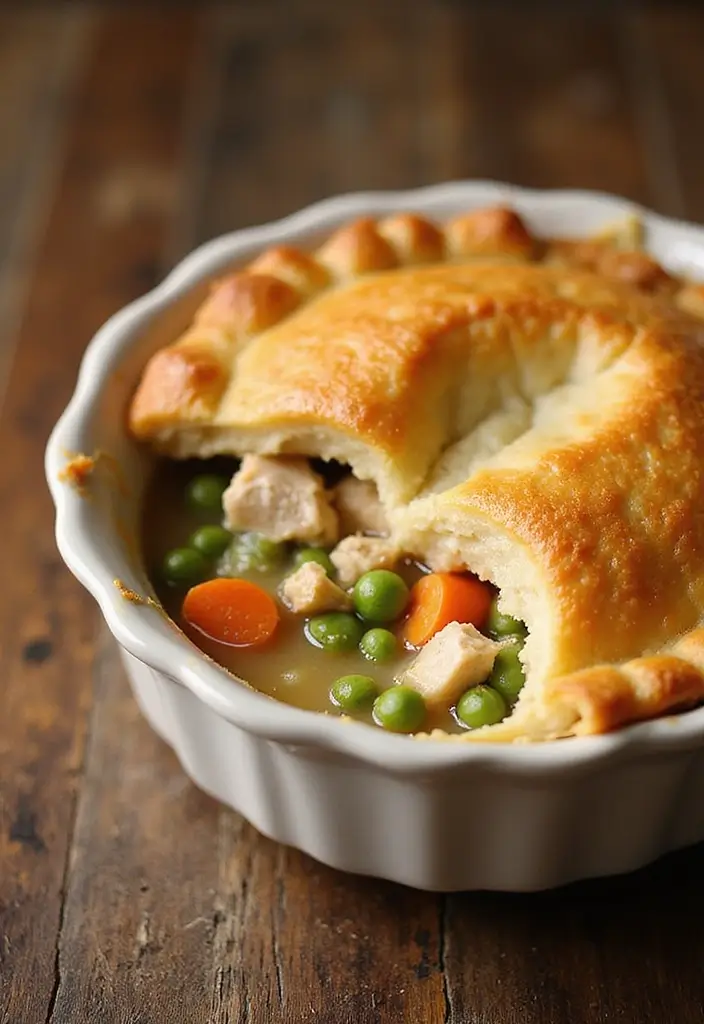 27 Rotisserie Chicken Pot Pie Recipes That Feel Home-Baked - 24. Rotisserie Chicken Pot Pie with Peas and Carrots