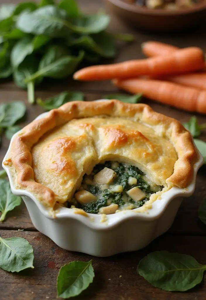 27 Rotisserie Chicken Pot Pie Recipes That Feel Home-Baked - 3. Creamy Spinach and Rotisserie Chicken Pot Pie
