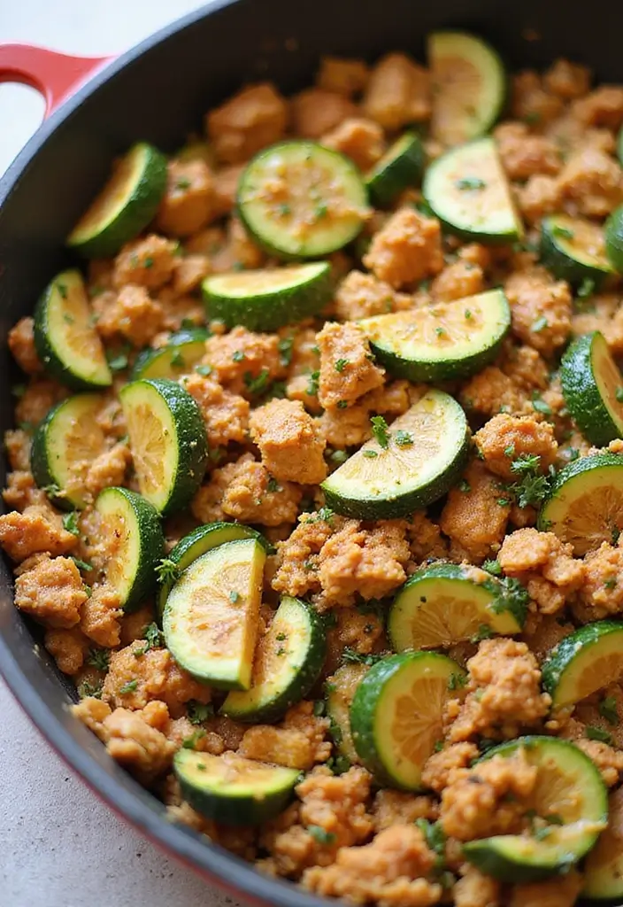 28 Asian Ground Chicken Recipes That Are Flavorful & Fast - 14. Ground Chicken and Zucchini Skillet