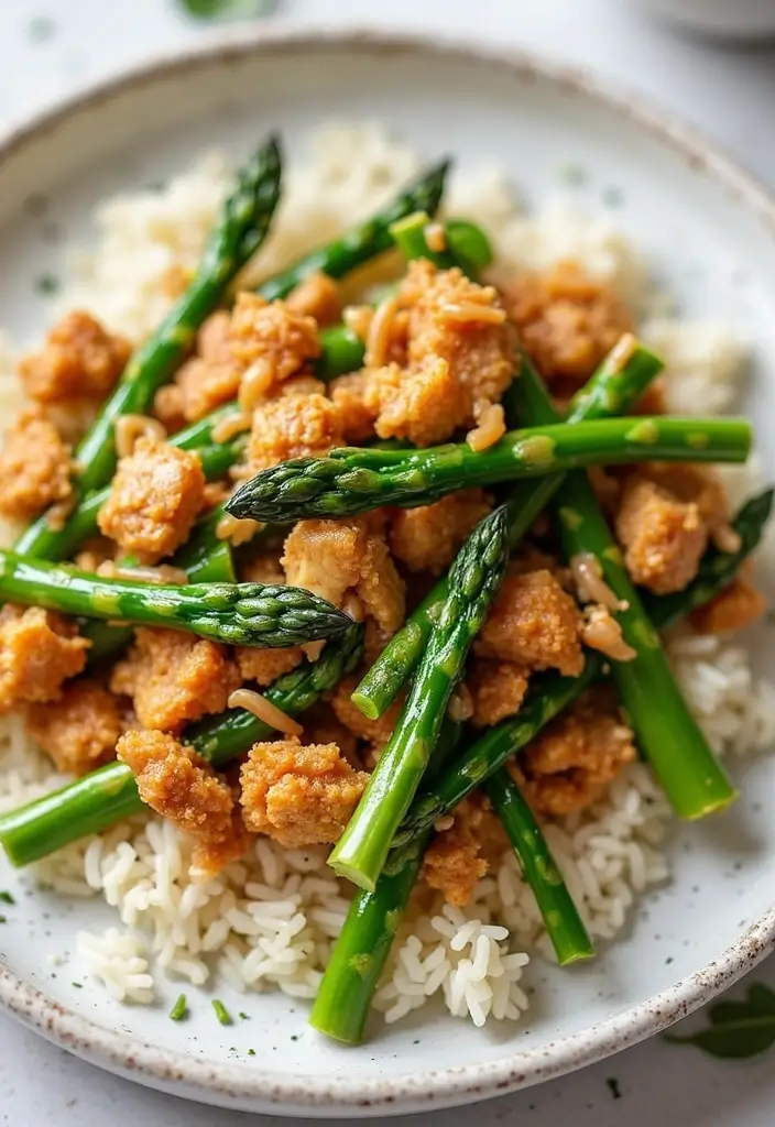28 Asian Ground Chicken Recipes That Are Flavorful & Fast - 28. Ground Chicken and Asparagus Stir-Fry