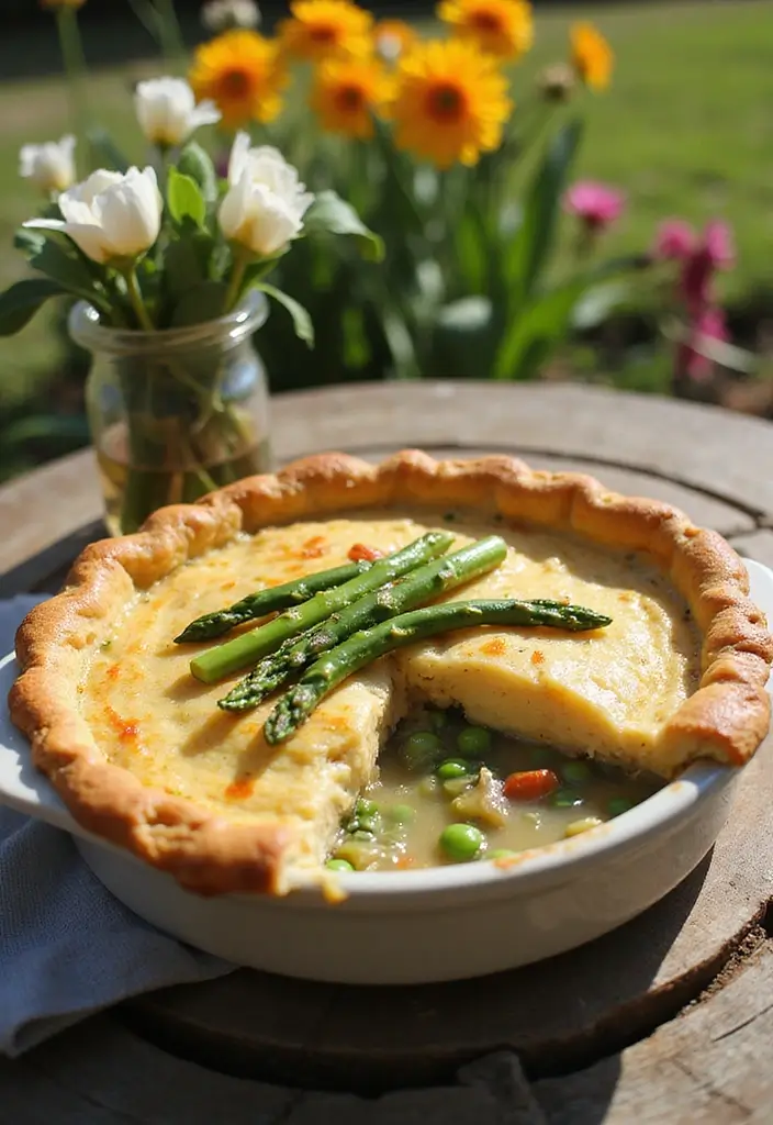 28 Chicken Pot Pie with Potatoes Recipes That Feel Hearty & Homey - 10. Chicken Pot Pie with Asparagus and Peas
