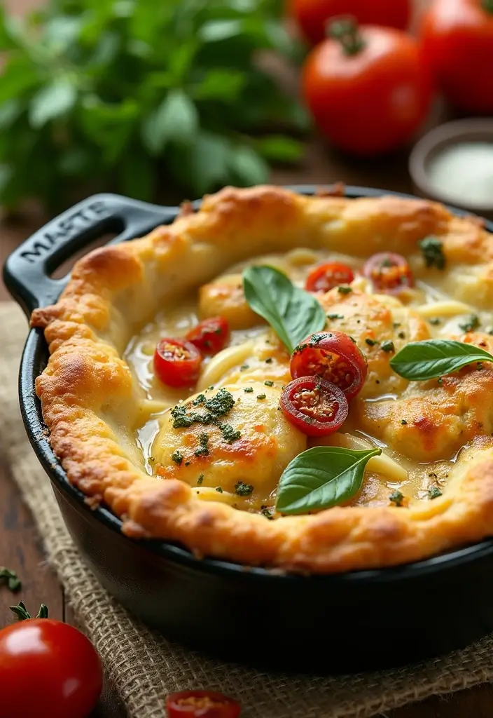 28 Chicken Pot Pie with Potatoes Recipes That Feel Hearty & Homey - 20. Chicken Pot Pie with Pesto and Sun-Dried Tomatoes