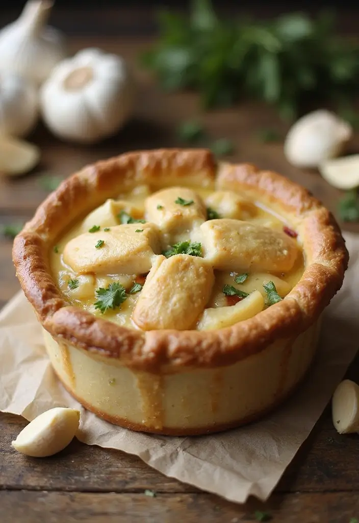28 Chicken Pot Pie with Potatoes Recipes That Feel Hearty & Homey - 22. Chicken Pot Pie with Roasted Garlic