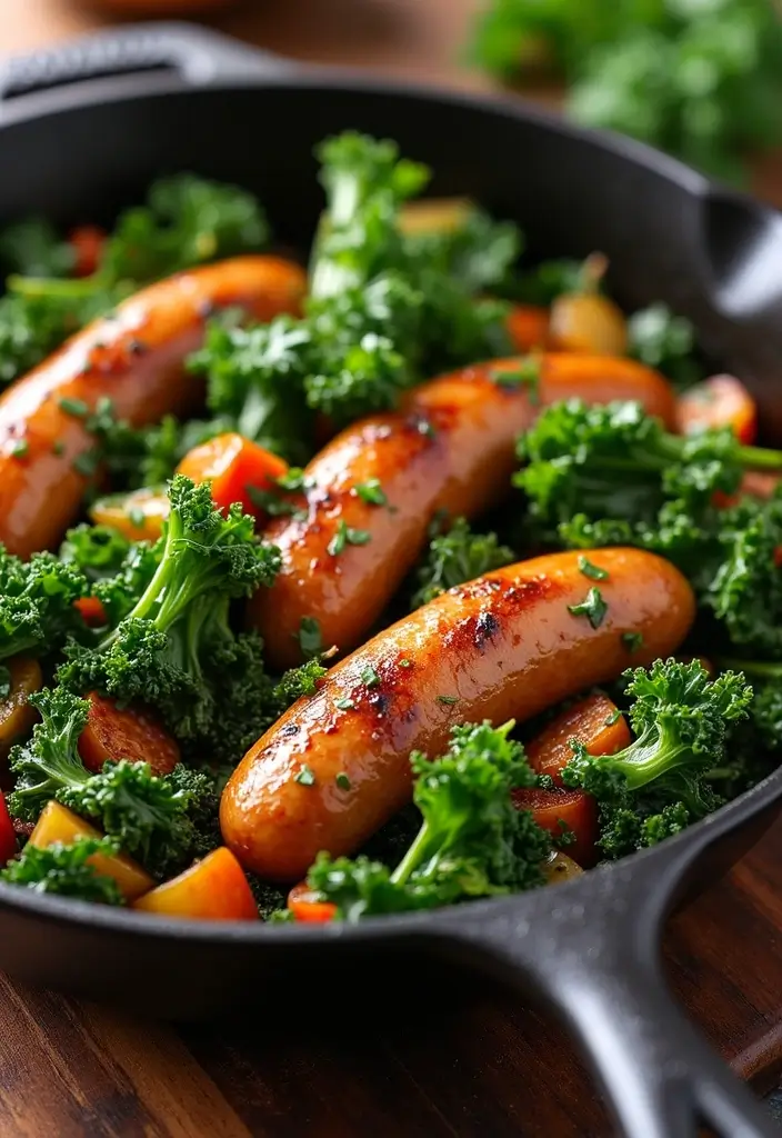 29 Chicken Dinner Recipes for Family That Everyone Will Love - 24. Chicken Sausage and Kale Skillet