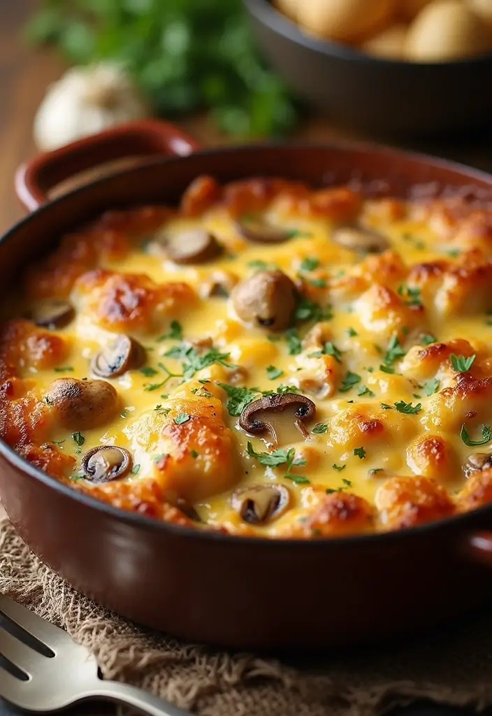 29 Chicken and Cheese Recipes That Are Ooey-Gooey Good - 13. Chicken Cheese and Mushroom Bake