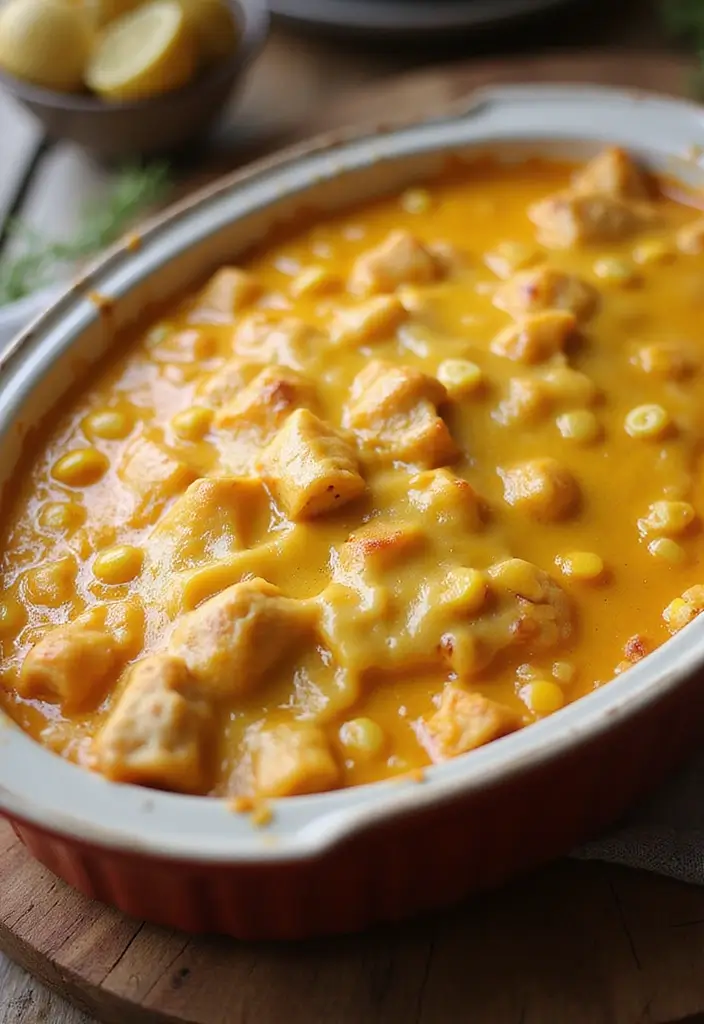 29 Chicken and Cheese Recipes That Are Ooey-Gooey Good - 18. Cheesy Chicken and Corn Casserole