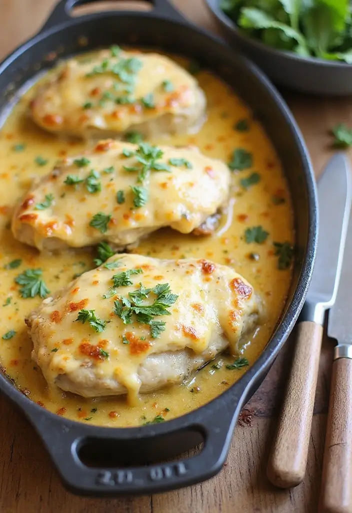29 Chicken and Cheese Recipes That Are Ooey-Gooey Good - 2. Creamy Garlic Parmesan Chicken Bake