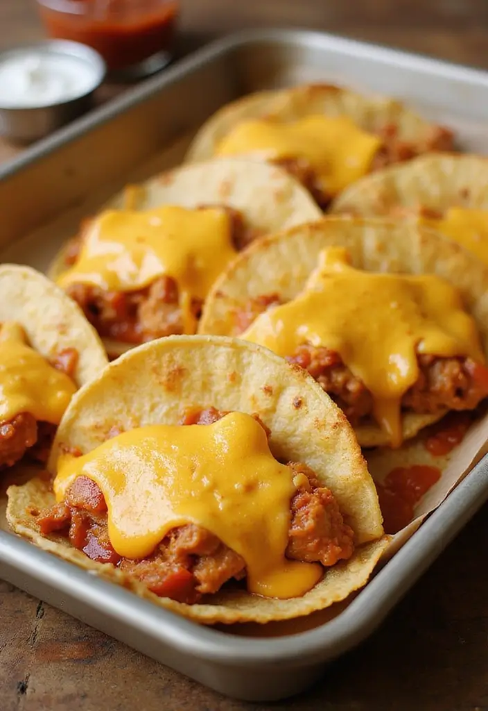 29 Chicken and Cheese Recipes That Are Ooey-Gooey Good - 22. Baked Cheesy Chicken Tacos