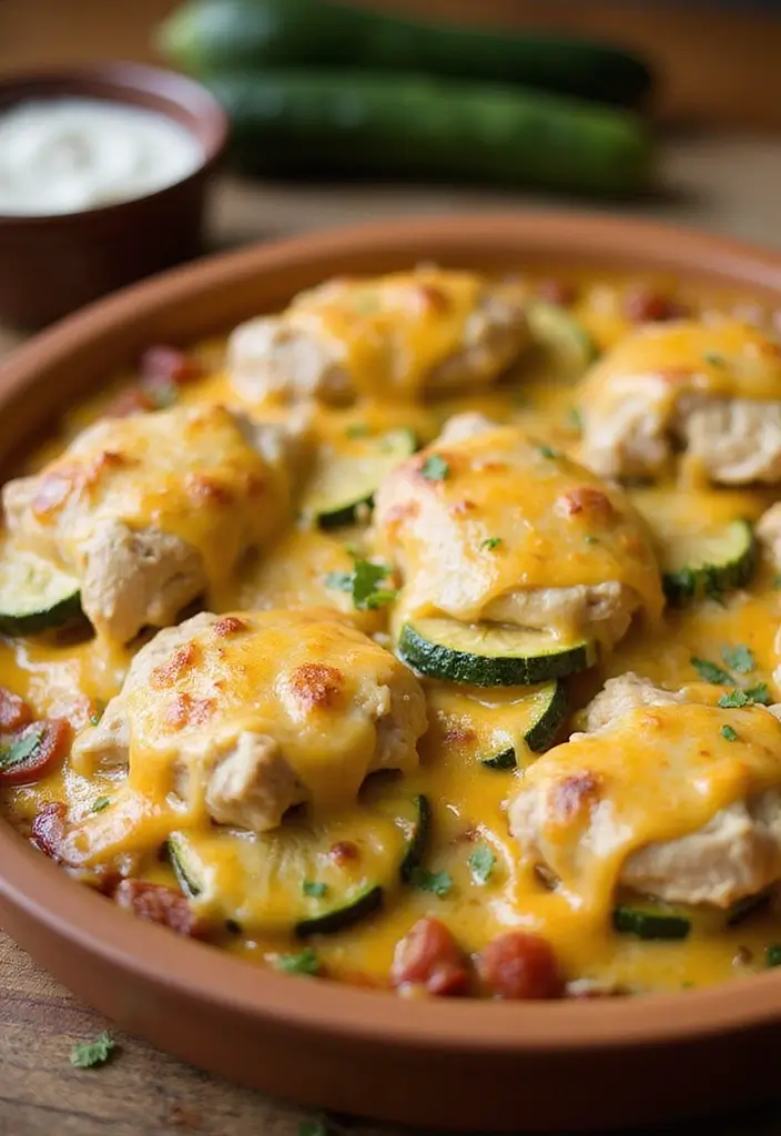 29 Chicken and Cheese Recipes That Are Ooey-Gooey Good - 26. Cheesy Chicken and Zucchini Bake