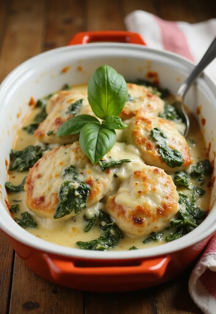 29 Chicken and Cheese Recipes That Are Ooey-Gooey Good - 5. Spinach and Cheese Chicken Casserole