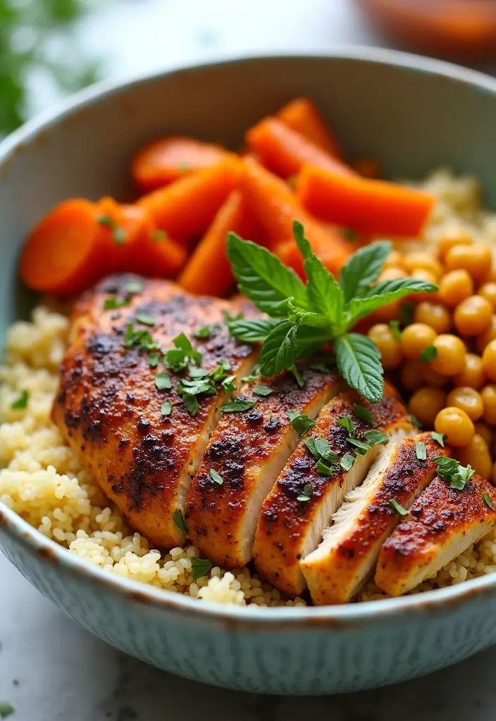 29 Healthy Chicken Burrito Bowl Recipes That Are Meal Prep Goals - 24. Moroccan Spiced Chicken Bowl