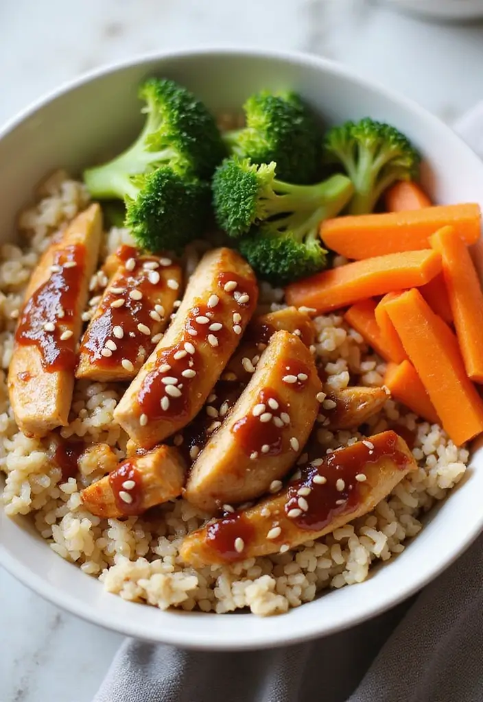 29 Healthy Chicken Burrito Bowl Recipes That Are Meal Prep Goals - 29. Teriyaki Chicken Burrito Bowl with Broccoli