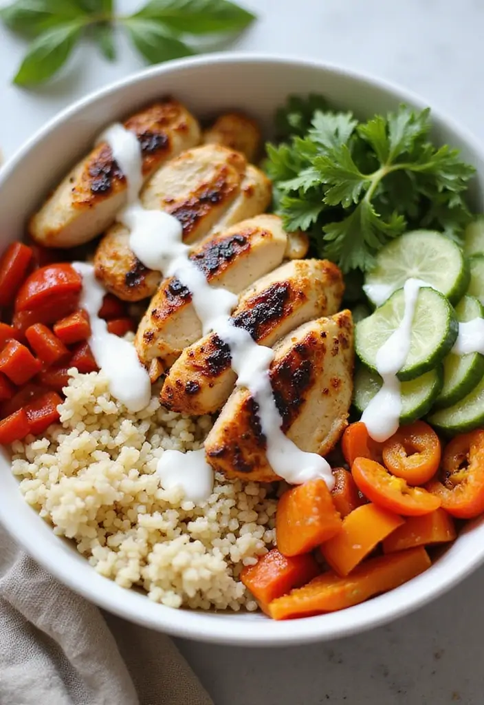 29 Healthy Chicken Burrito Bowl Recipes That Are Meal Prep Goals - 5. Mediterranean Grilled Chicken Bowl