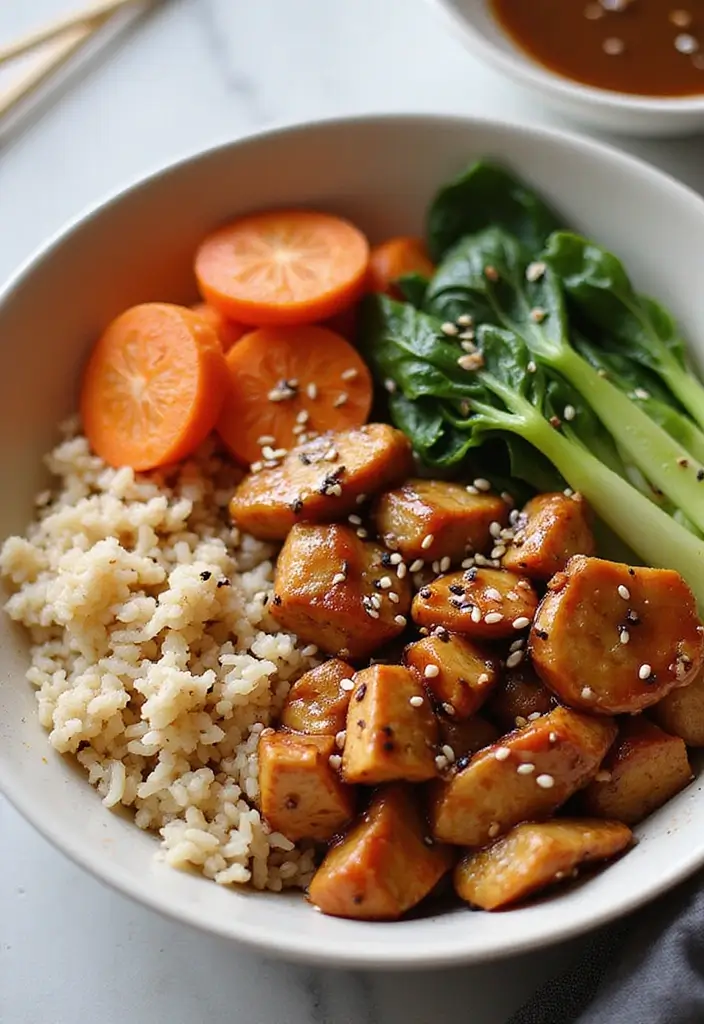 29 Healthy Chicken Burrito Bowl Recipes That Are Meal Prep Goals - 8. Teriyaki Chicken Burrito Bowl