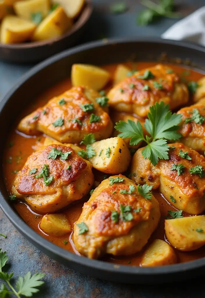 29 Sheet Pan Chicken and Potatoes Recipes That Are Simple & Hearty - 11. Curry Chicken and Potatoes