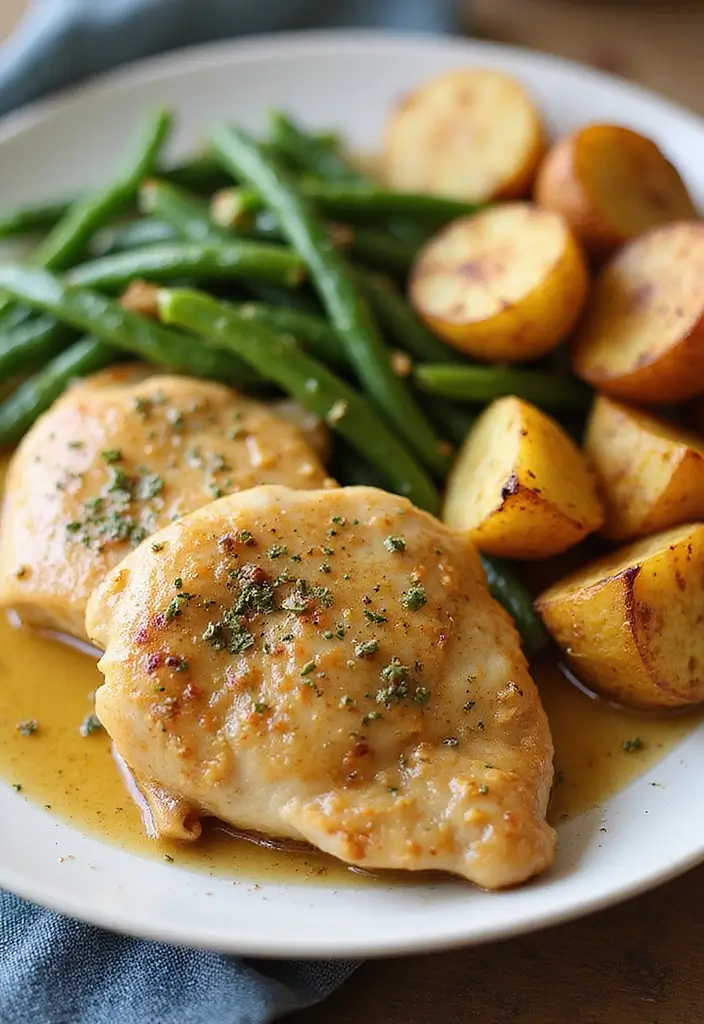 29 Sheet Pan Chicken and Potatoes Recipes That Are Simple & Hearty - 12. Dijon Chicken with Green Beans and Potatoes