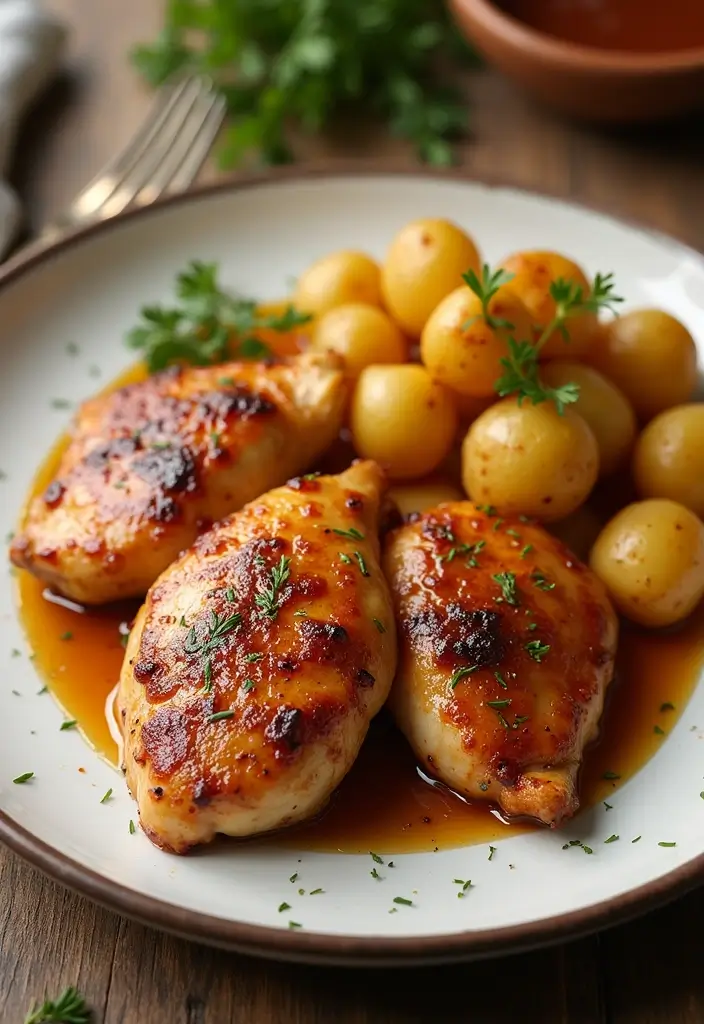 29 Sheet Pan Chicken and Potatoes Recipes That Are Simple & Hearty - 14. Maple Glazed Chicken with Buttery Potatoes