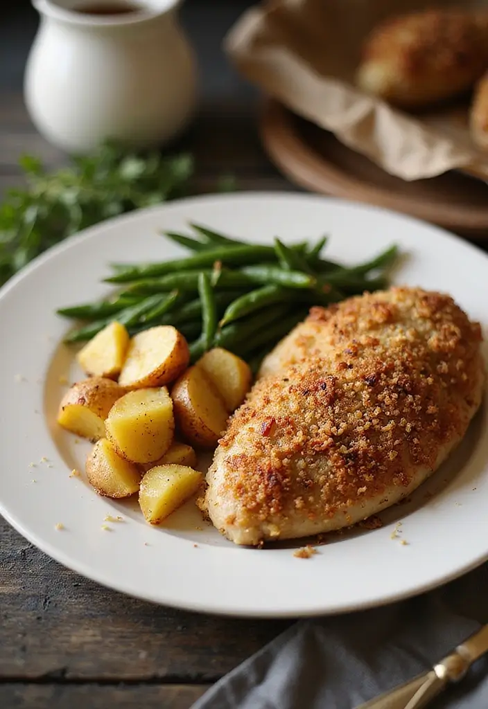 29 Sheet Pan Chicken and Potatoes Recipes That Are Simple & Hearty - 15. Almond Crusted Chicken with Roasted Potatoes