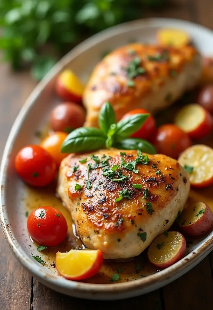 29 Sheet Pan Chicken and Potatoes Recipes That Are Simple & Hearty - 4. Italian Herb Chicken and Baby Potatoes