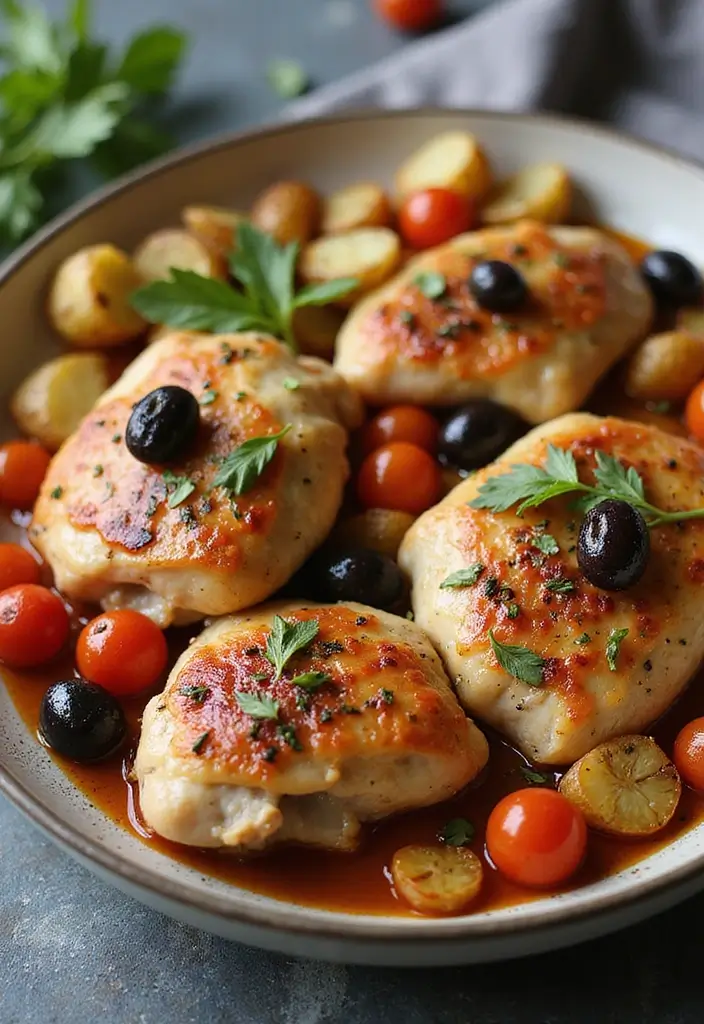 29 Sheet Pan Chicken and Potatoes Recipes That Are Simple & Hearty - 7. Mediterranean Chicken and Potatoes