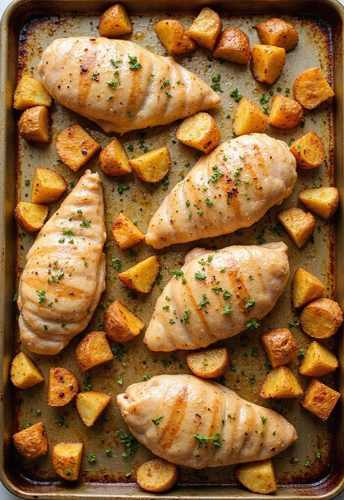 29 Sheet Pan Chicken and Potatoes Recipes That Are Simple & Hearty - 9. Ranch Chicken with Crispy Potatoes