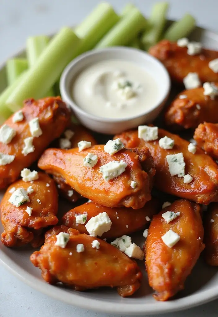 29 Sweet Chili Chicken Wings Recipes That Are Sticky & Delicious - 14. Sweet Chili Blue Cheese Chicken Wings