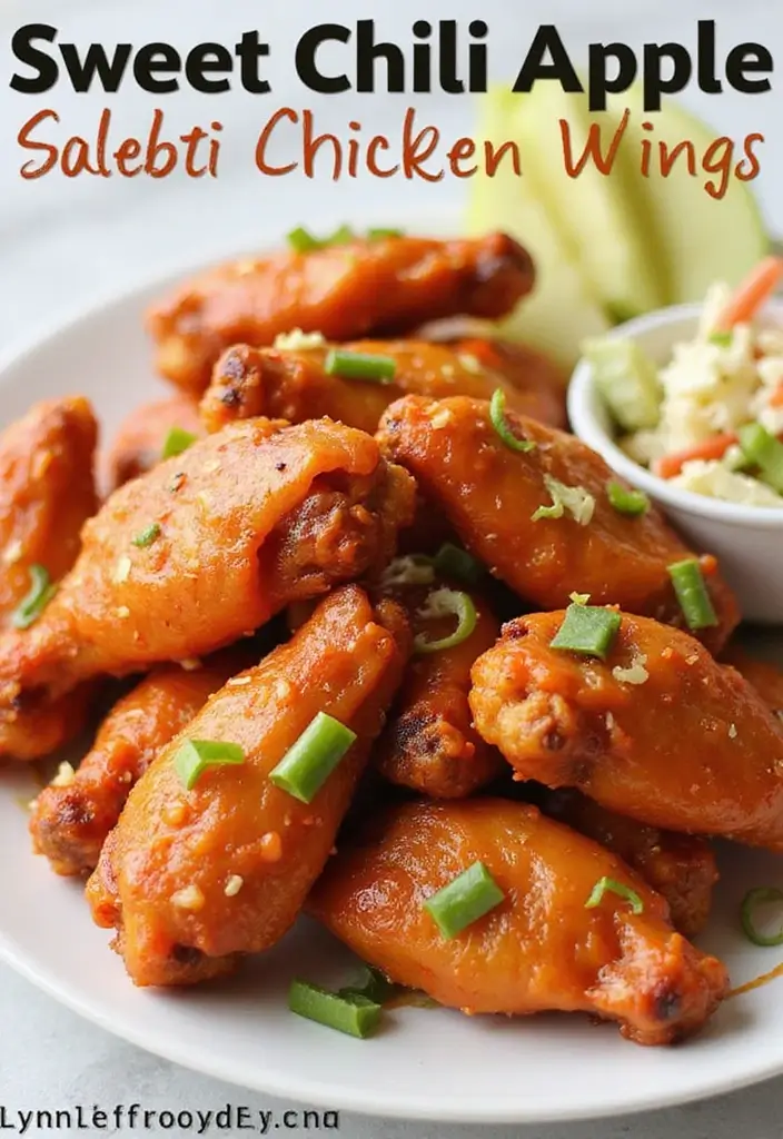 29 Sweet Chili Chicken Wings Recipes That Are Sticky & Delicious - 19. Sweet Chili Apple Chicken Wings