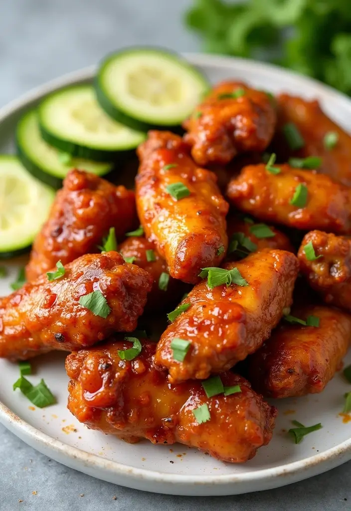 29 Sweet Chili Chicken Wings Recipes That Are Sticky & Delicious - 26. Sweet Chili Zucchini Chicken Wings