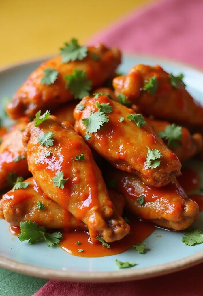 29 Sweet Chili Chicken Wings Recipes That Are Sticky & Delicious - 4. Spicy Sweet Chili Chicken Wings with Sriracha