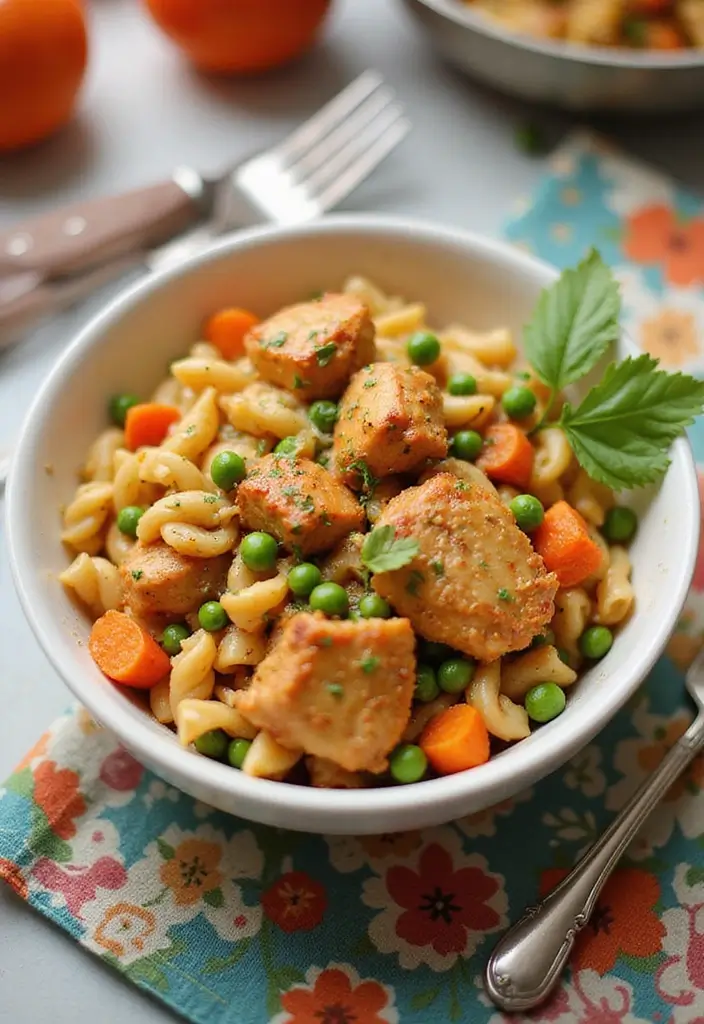 30 Chicken Cajun Pasta Recipes That Are Creamy & Spicy - 10. Cajun Chicken Pasta with Peas and Carrots
